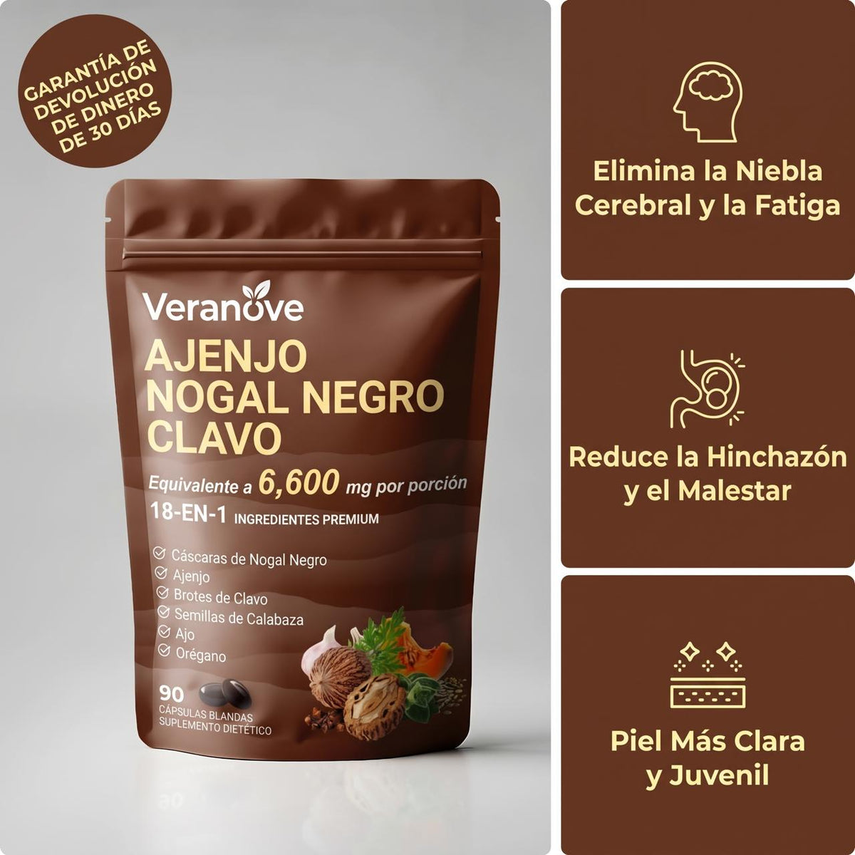 Elimina parásitos y larvas ocultos en solo 14 días con ajenjo nuez negra clavo